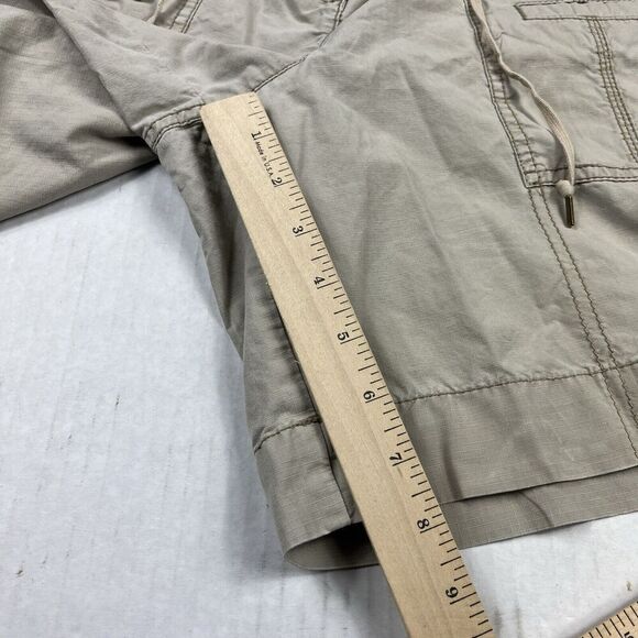 LOFT Womens Cotton Utility Shorts Beige Summer Classic Tie Hem Zip Up Size 8 - Picture 5 of 10